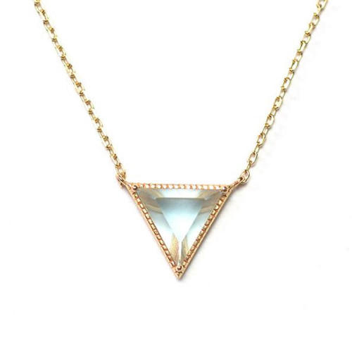 Natural crystal jewellery OEM triangular topaz pendant necklace in sterling silver for women 